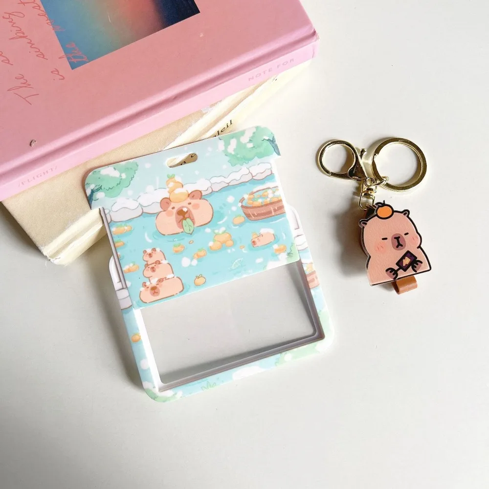 ABS Capybara Card Holder Badge Sleeve Elastic Animal Bus Card Sleeve Retractable Rope Waterproof Cartoon Card Case Work