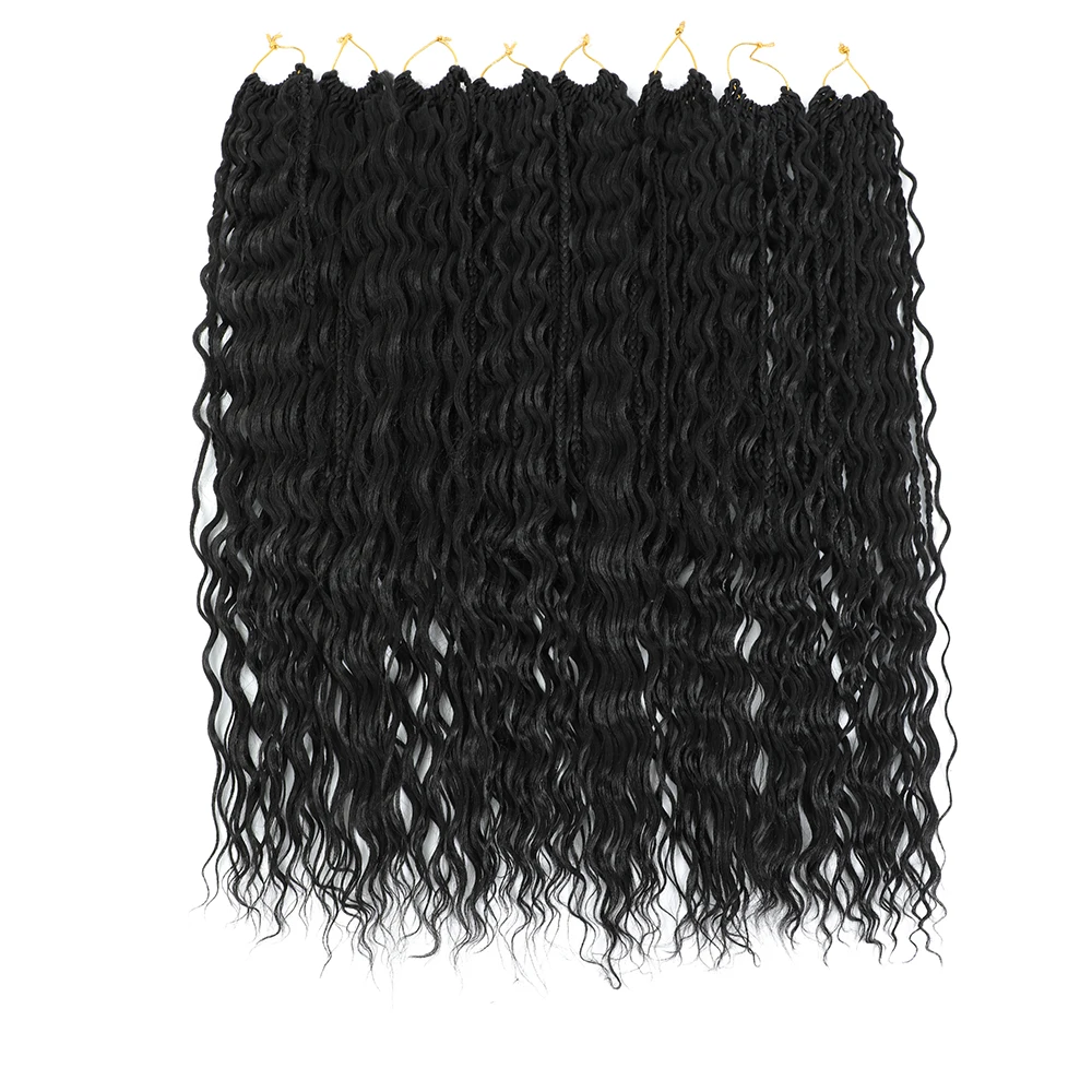 IPARTY Goddess Box River Synthetic Braids 24 Inch Crochet Hair Boho Bohemian Pre-looped Black Synthetic Braids Hair Extensions