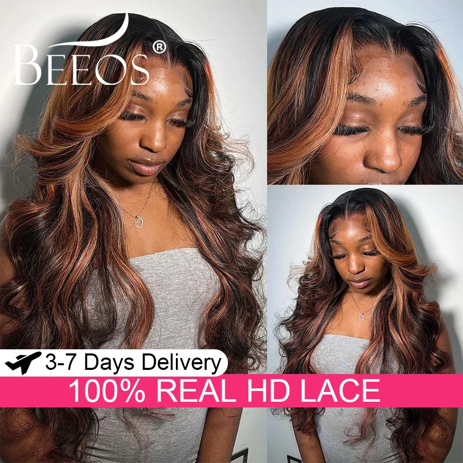 

1B/30 Highlight Body Wave Colored 13X6 HD Transparent Lace Frontal Wigs Human Hair Ultra Fitted Quick Weave Wig Brazilian Hair