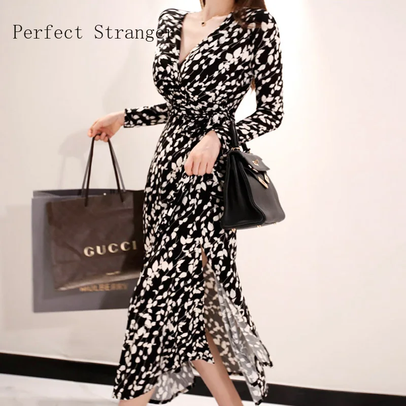 Summer  Dress Long Bodycon Evening Female Vintage Party Beach Women Long Sleeve V Collar 2022 Dresses Casual Vestido Prom Sexy