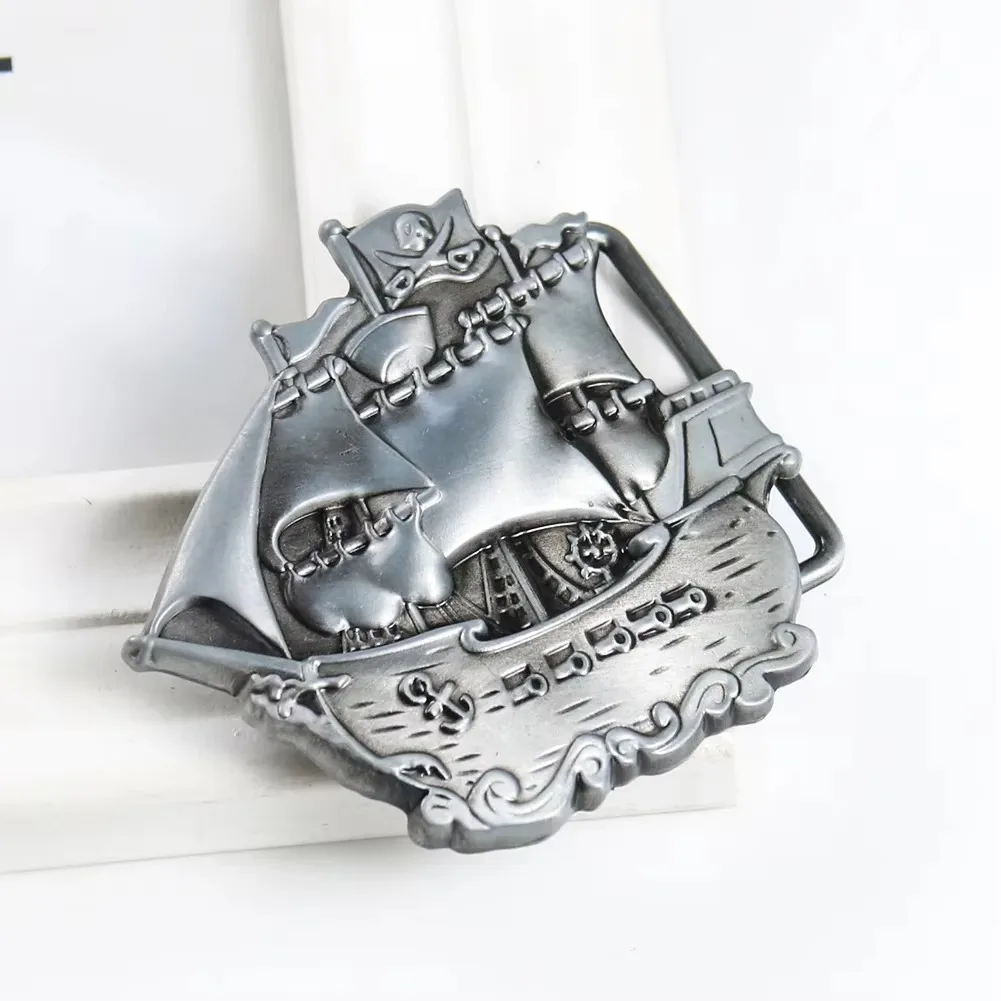 Metal Alloy 3D Voyager Sailboat Pirate Ship Belt Buckle Men's Apparel Accessories Finished Buckle Jeans Decoration for Gift - Image 3