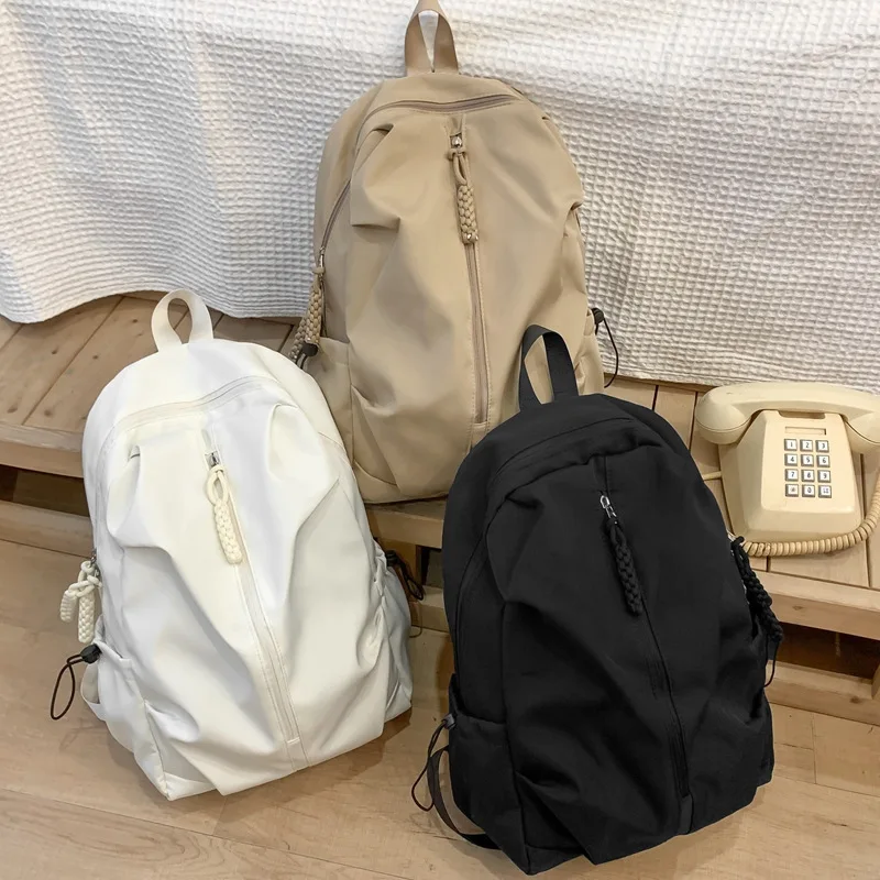 Solid Color Unisex Backpack Large Capacity Casual School Travel Daypack Laptop Bookbag for College Student