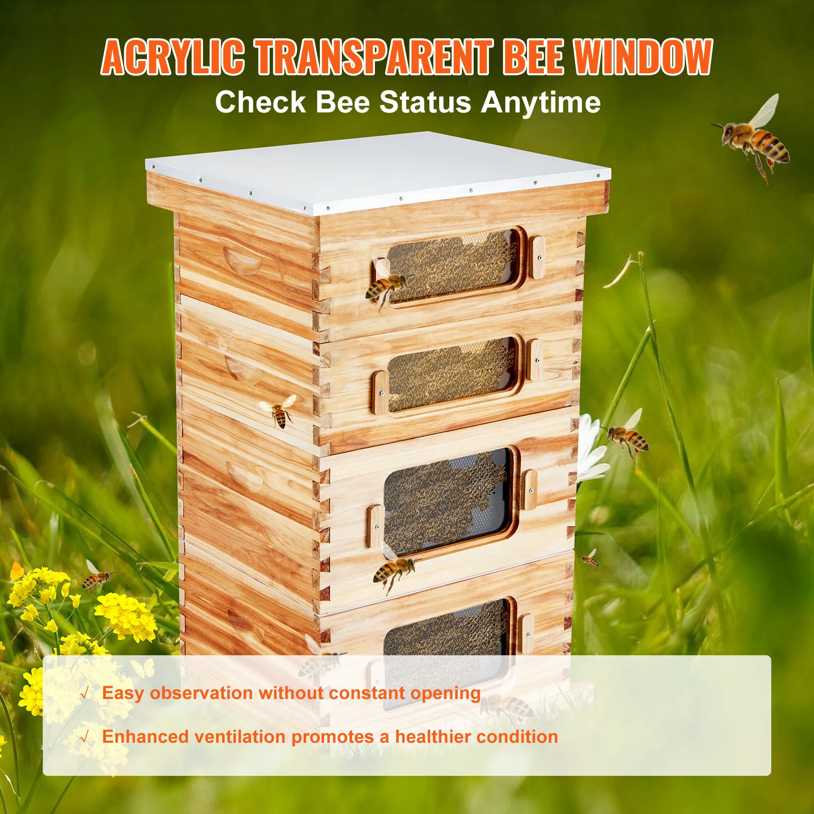 

Комплект Langstroth Bee Hive 20 глубоких и 20 средних рамок с акриловыми окнами