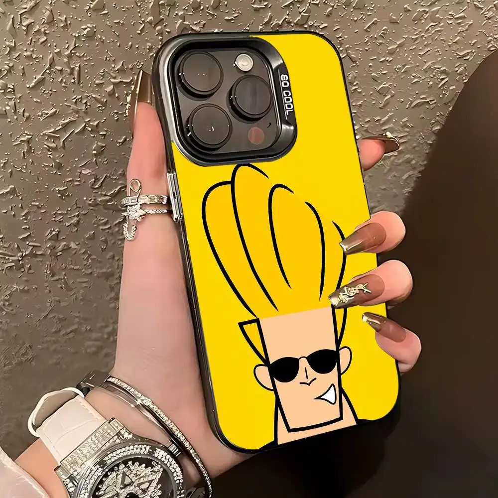 J-Johnny B-Bravo anime  Phone Case For iPhone 17,16,15,14,13,12,11 Plus,Pro Max,XS,Colored silver phone case