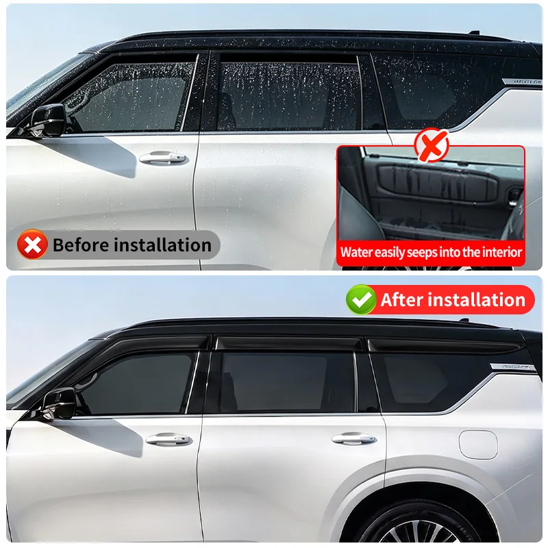 For Nissan Patrol Y63 Armada 2025-2026 Window Visor Rain Guard Vent Shade Door Wind Deflector Exterior Upgrade Accessories