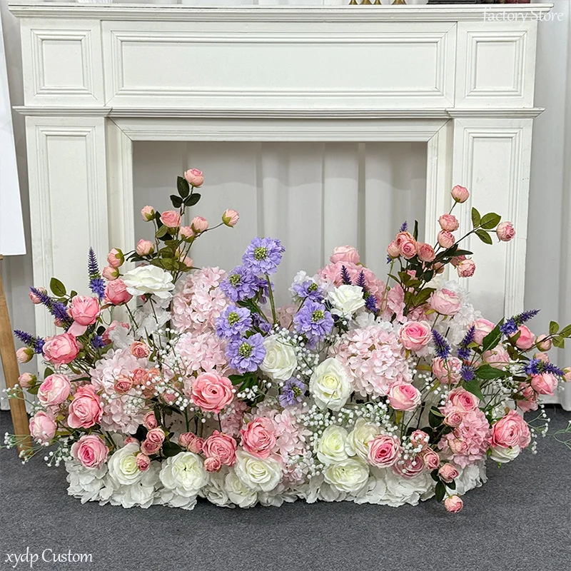 Rosa-Lila-Serie Künstliche Rosenblumen Party-Wegeleiste Blumenreihe Hochzeits-Hintergrund-Dekoration Tisch-Mittelstücke Blumenball – Detail 4