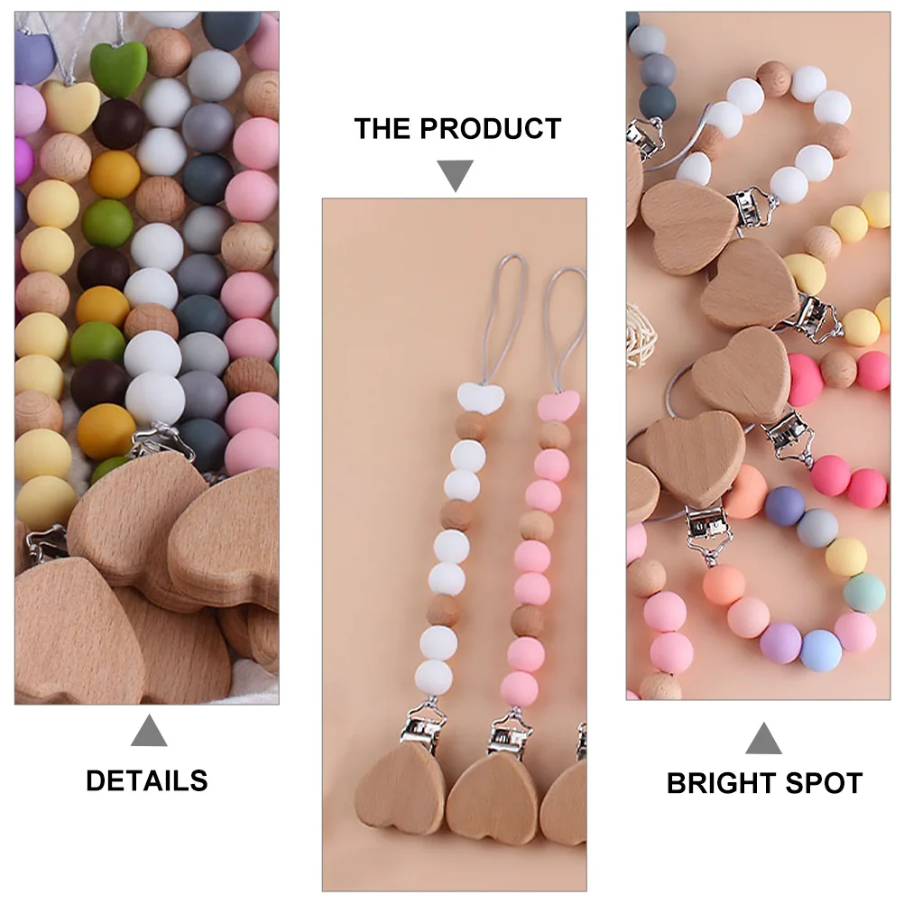 

Baby Pacifier Holder Wooden Beads Smooth Surface No Burrs Perfect for Crib Stroller and Clothes Pacifier Clip Teether Pendant