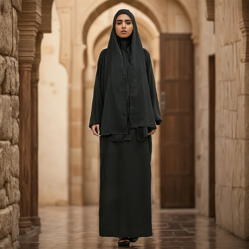 Donne musulmane Robe Hijab sciarpa protezione solare esterna abito islamico tinta unita abito lungo popolare 2024 abbigliamento casual islamico