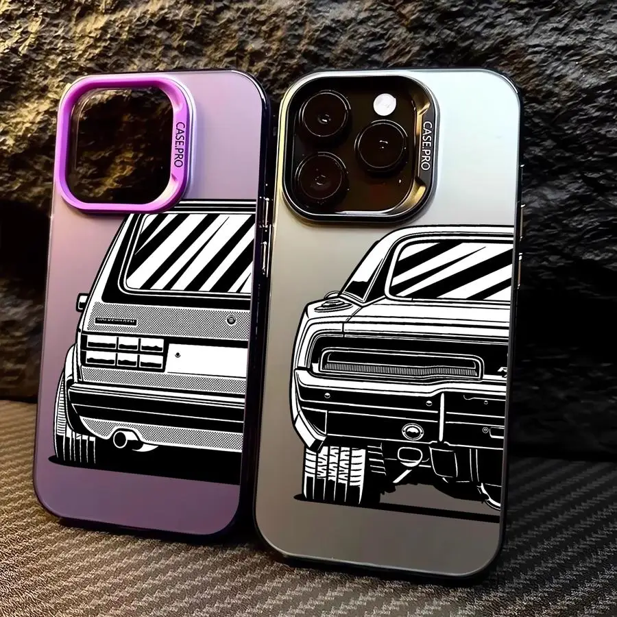 Car Back JDM View Cover Phone Case for iPhone 16 Pro 15 Pro Max 14 13 12 11 XS 14 Pro Max 16 Plus 14Pro 12Pro Soft Shell