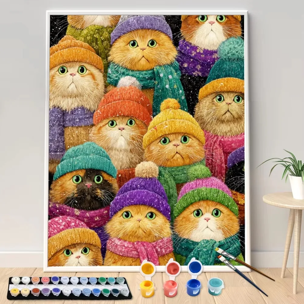 Painting By Numbers 40x50cm Kits The Cats Wearing Hats Picture By Numbers For Home Decors Handpainted Diy Gift