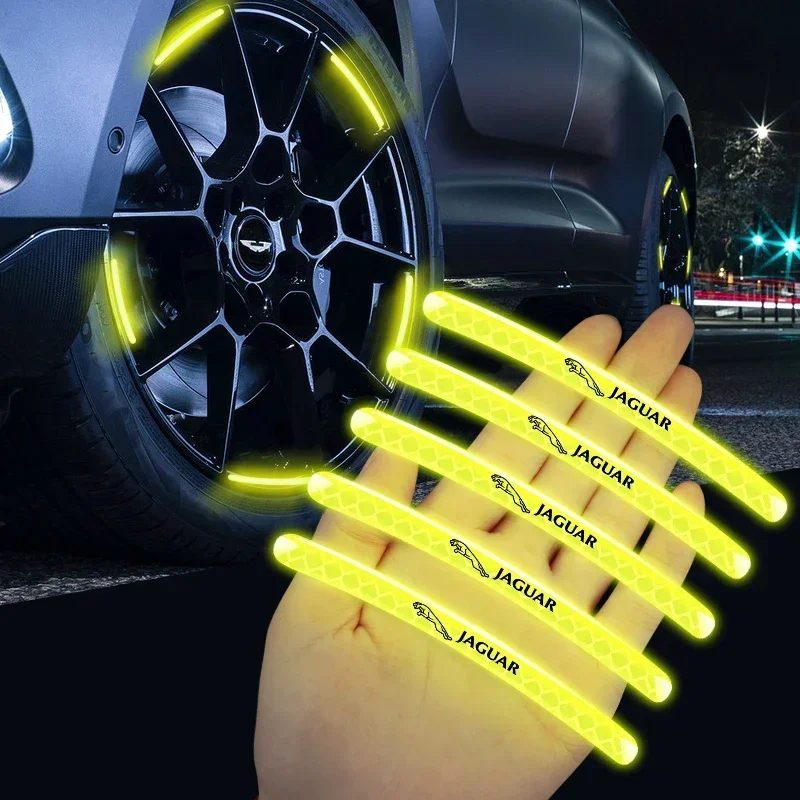 

Новинка, 10 шт., светоотражающая наклейка на ступицу колеса автомобиля, светоотражающие полосы на обод шины для Jaguar XF XE XJ F-Pace X-Type S-Type Svr, аксессуары