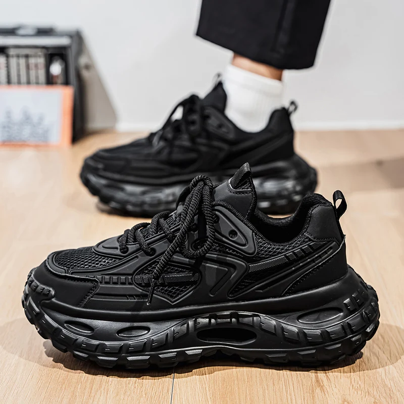 Fashion Chunky Sneakers for Men Comfortable 2026 New Man Casual Shoe Outdoor Anti Skid Male Vulcanize Shoes Tennis Thick Sole 44