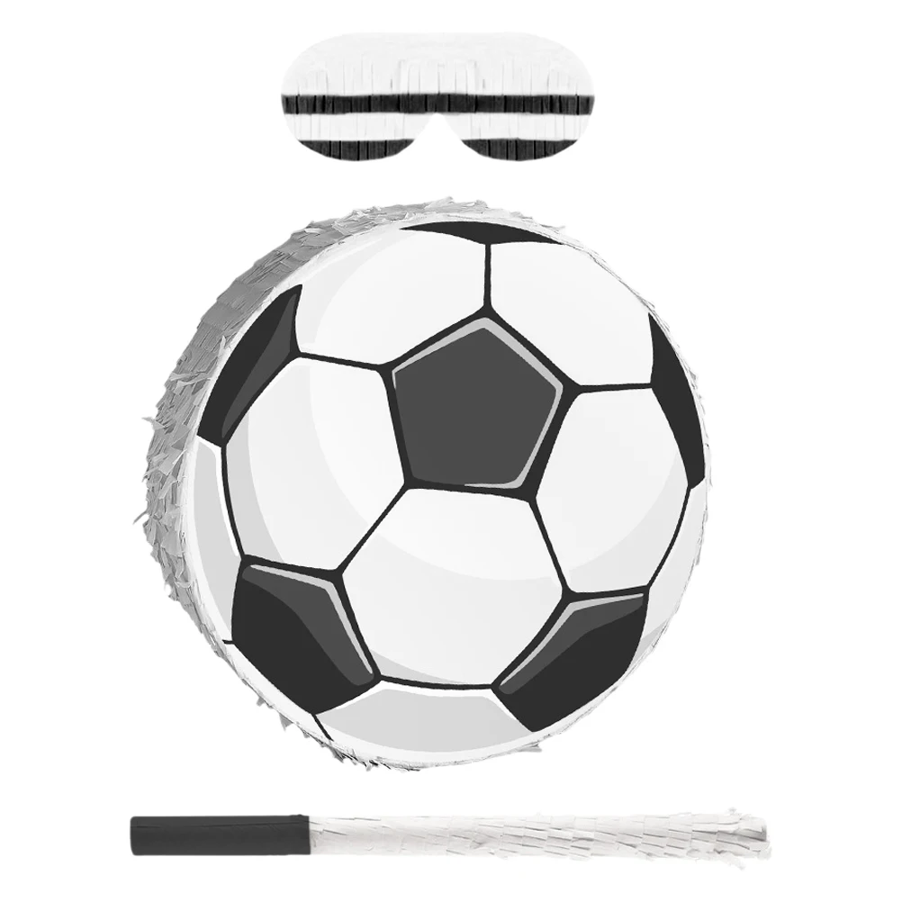 

1Set Soccer Pinata Sturdy Football Shape Blindfold Stick Birthday Party Sports Theme Decorations Soccer Party Supplies
