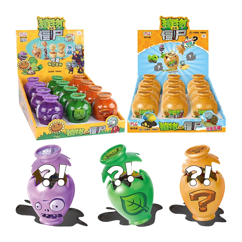 12pcs/Box Plants Vs. Zombies Clay Pots Action Figures Sunflower Peashooter Pirate Zombie Dolls Game Collectible Toys Kids Gifts