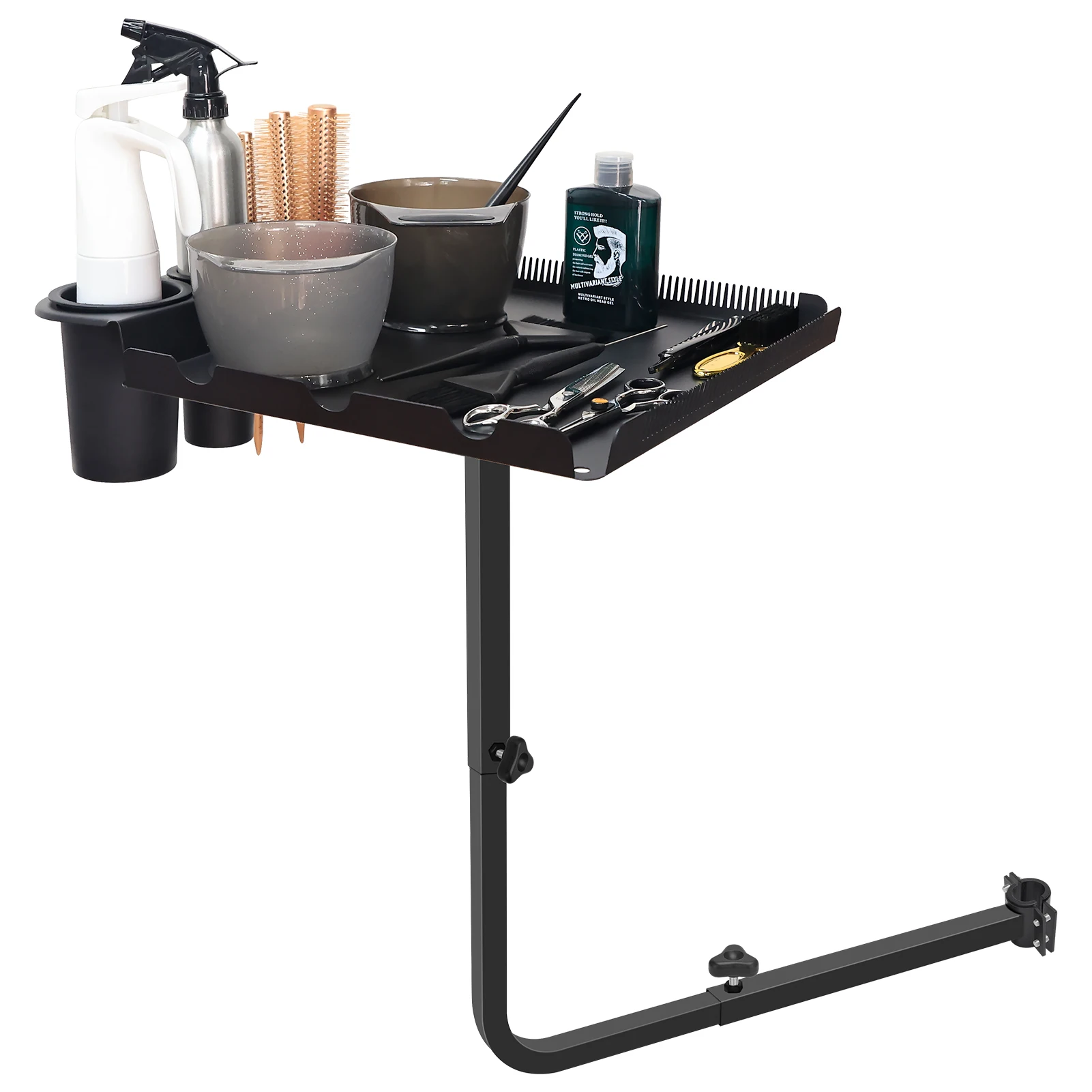 

Salon 360 Degree Rotating Tray Hair Cutting Tray Aluminum Tray Adjustable Multifunctional Hairdressing Tools Storage Tray