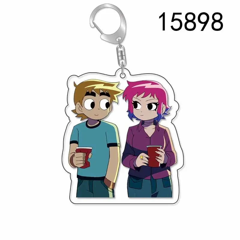 Llavero acrílico para niño torcido Scott Pilgrim, regalo de cumpleaños para niños y niñas, regalo de Navidad para mujeres, Cosplay Ilaveros