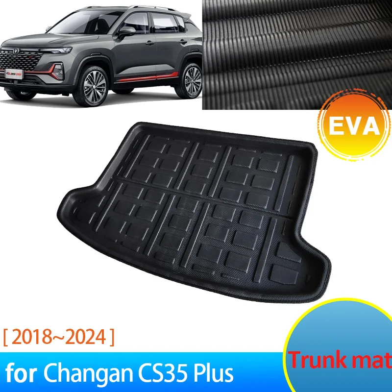 Trunk Mat For Changan CS35 Plus 2018~2024 2023 2022 2021 2020 2019 Accessories Floor Tray Waterproof Cargo Boot Carpet Stickesr