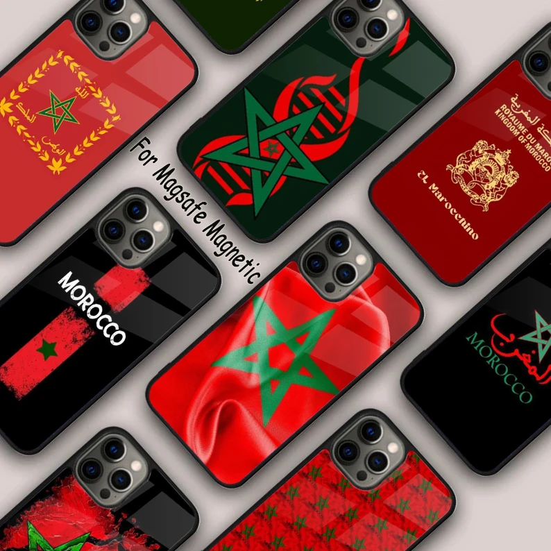 Morocco Passport Magnetic Phone Case For APPLE iPhone 16 14 13 12 11 Pro Max 15 Plus Wireless Charge With MagSafe Cover