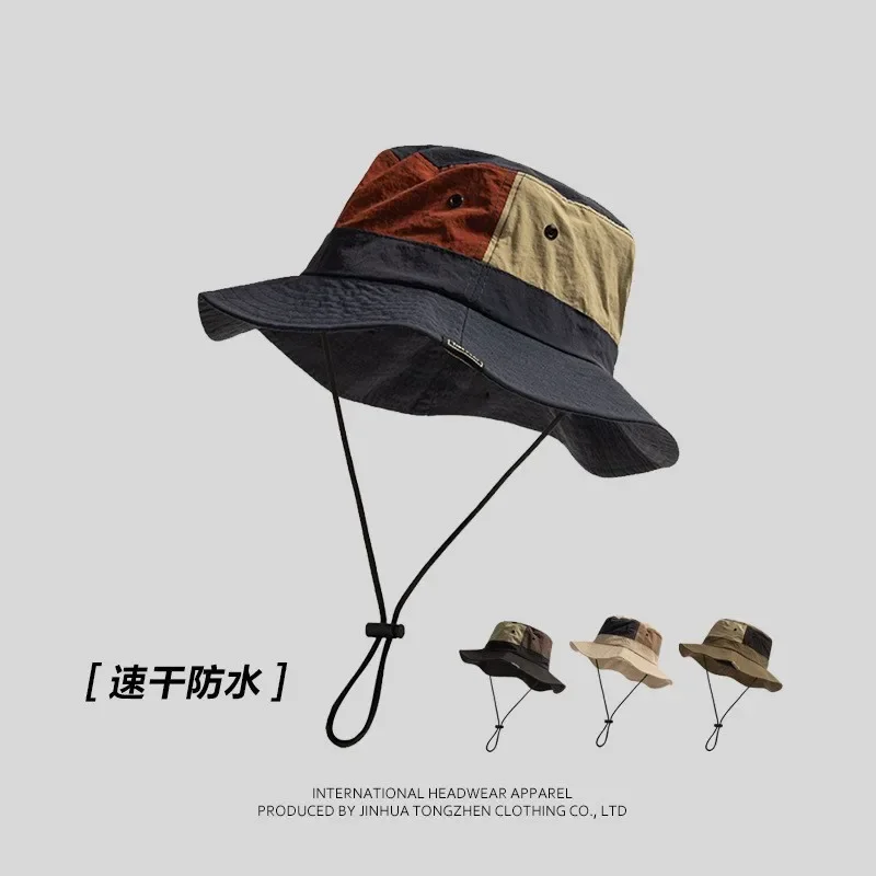 

Летняя шляпа от солнца в японском стиле с цветными блоками, женская UPF50 + защита от ультрафиолета, дышащая кепка для рыбалки на открытом воздухе, для пешего туризма, кемпинга
