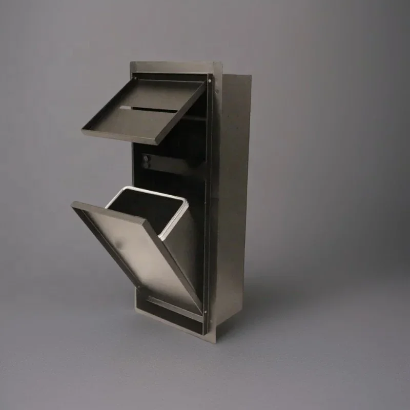 Modern  Integrated Trash Niche Stainless Steel Hotel Bathrooms Niche with Toilet Paper Roll Holder & Shelves
