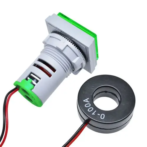 AC 50-380V LED Display Voltmeter Voltage Tester Current Detector Square Dual Display Panel Voltmeter Ammeter Meter Indicator