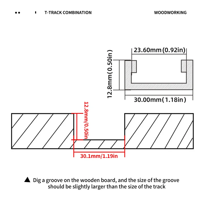 2pc 300-800mm T30 T-track Slot Miter Track Jig Alat Pertukangan Kayu DIY Miter Gauge Guide Chute untuk Meja Gergaji Router