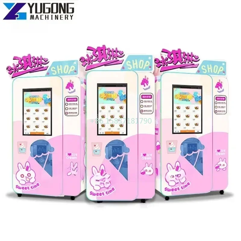 

Fully Automatic Ice Cream Making Machine Summer Dessert Vending 15S Rapid Dispensing 100 Cups Soft Ice Cream Vending Machine