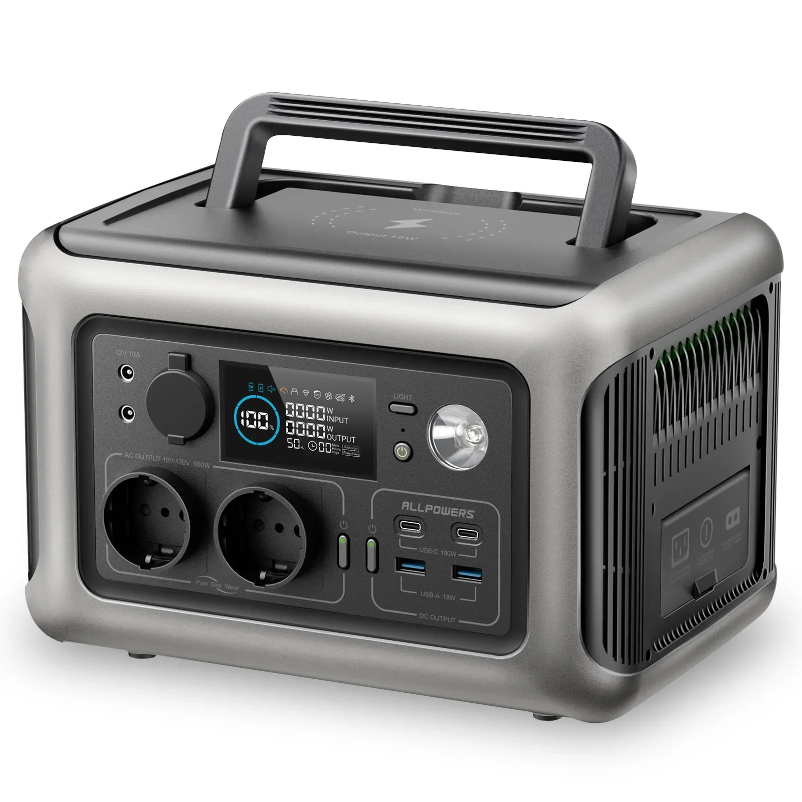 

Portable Power Station R600, 299Wh LiFeP04 Battery with 2x 600W (1200W Surge) AC Outlets for Outdoor Camping RV Home