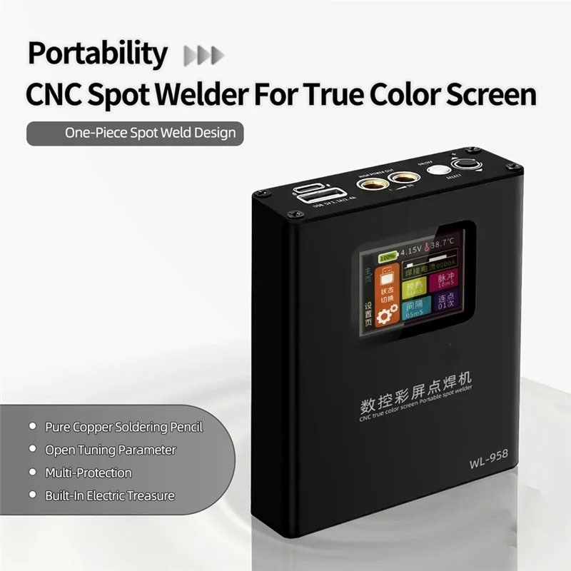 

A83I-Portable Spot Welder Precision CNC Spot Welder Pure Copper Soldering Pen USB 5V/2.4A Output