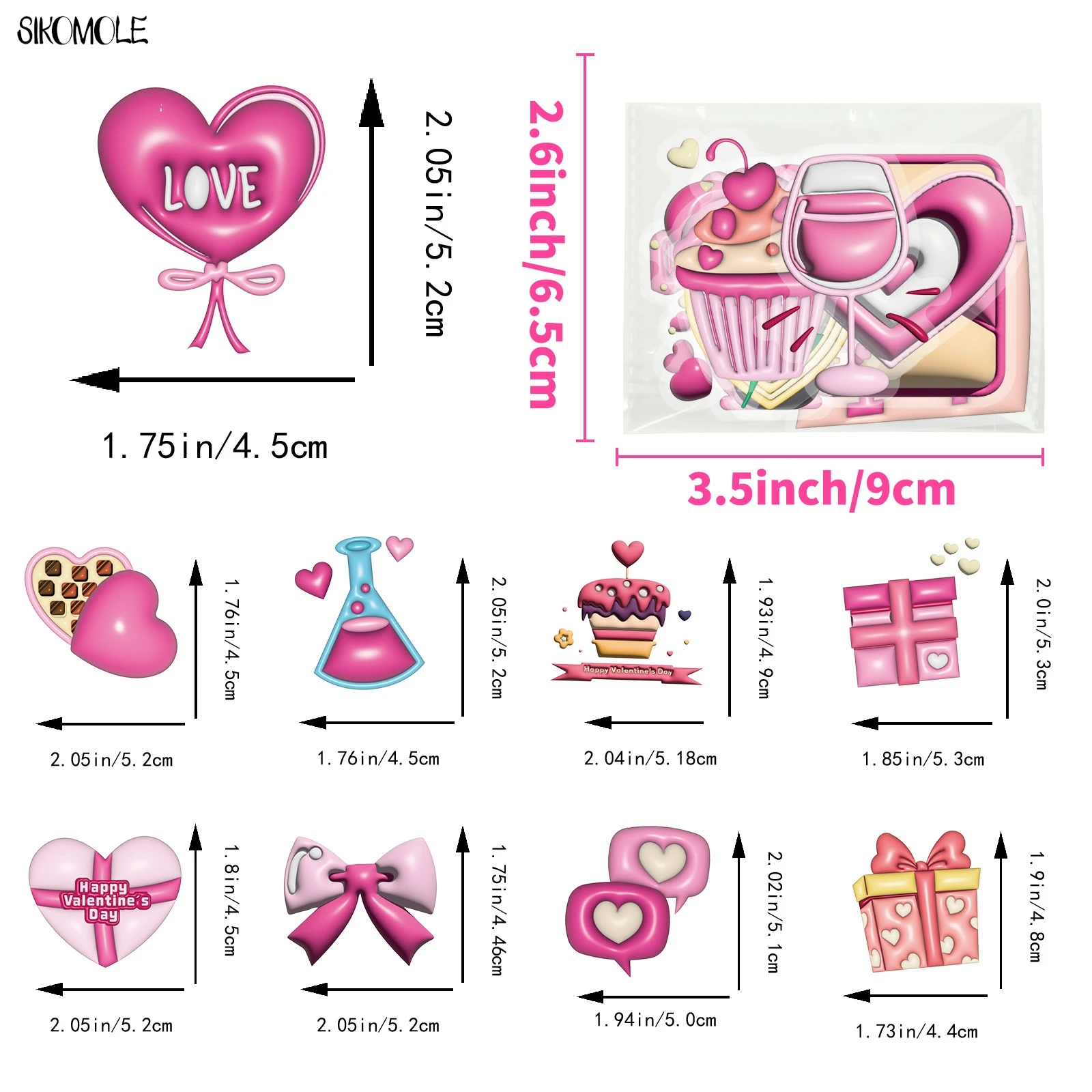 

50PCS Valentine's Day Transparent Stickers Cartoon Love Chocolate Bow INS For DIY Laptops Skateboards Decals Graffiti Stickers