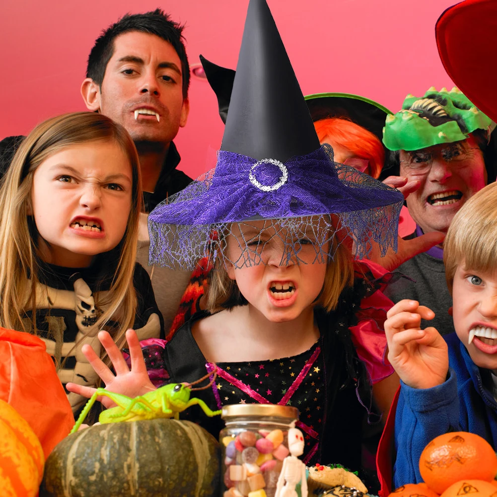 

Шляпа ведьмы на Хэллоуин, черная большая шляпа ведьмы с рюшами, головные уборы на Хэллоуин, платье для Хэллоуина, товары для вечеринок