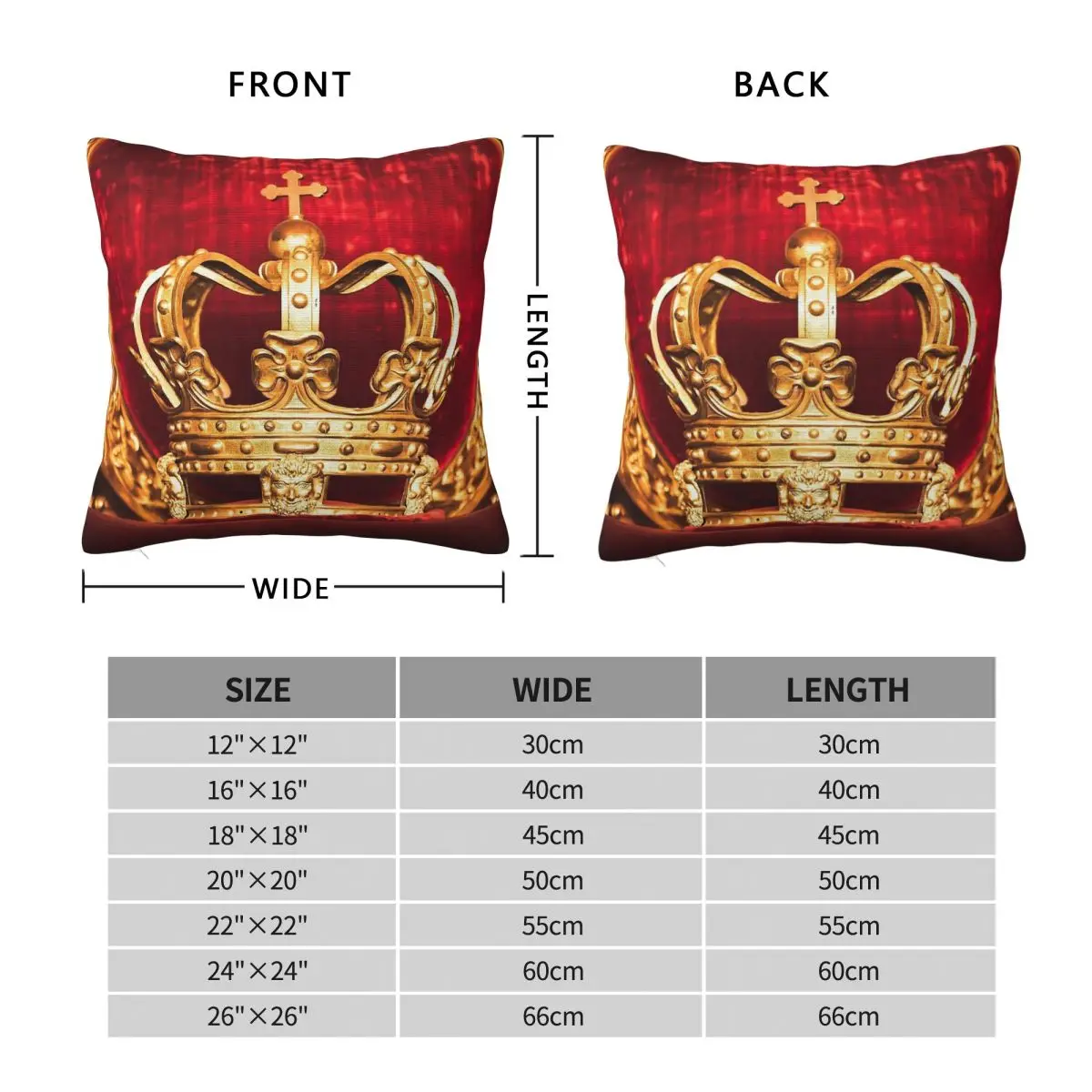 Ancient Crown Nobility Symbol Square Pillowcase Polyester Linen Velvet Printed Decorative Throw Pillow Case Sofa Cushion Cover
