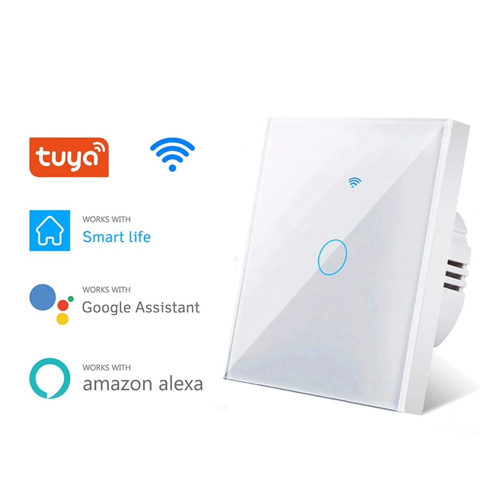 Tuya Wifi EU Smart Switches 1/2/3Gang Touch Light Switch Wall Sensor 433mhz RF Switches Smart Life for Alexa Google Home Alice