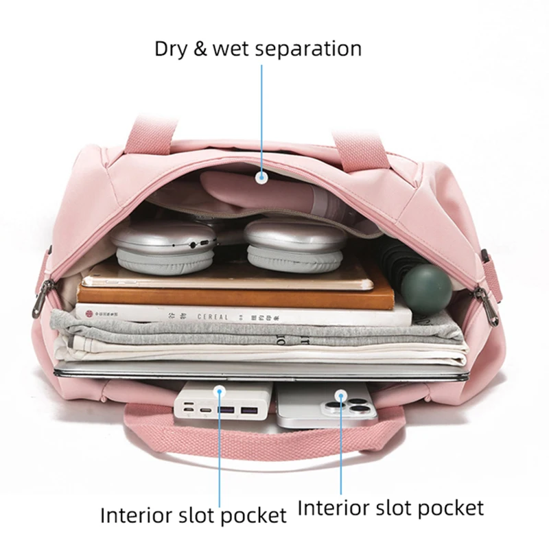 Travel Bag Waterproof Large Capacity Luggage Pack Dry Wet Separation Sports Fitness Handbag Short Distance Travel Package Duffel