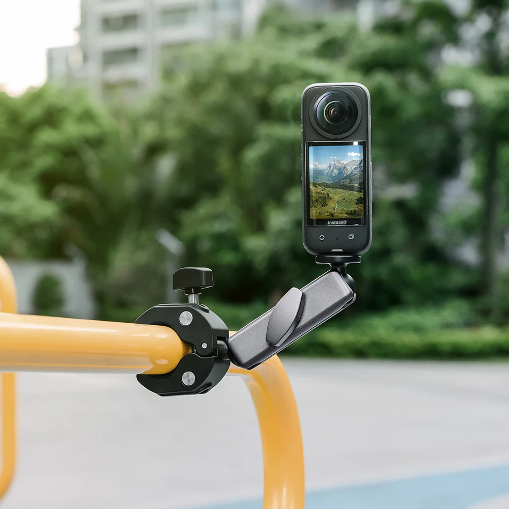 For Gopro Hero 12 10 9 8 Motorcycle Bicycle Rail Mount Clamp with 360 degree Ball Mount Clipfor insta360 DJI OSMO Action Camera