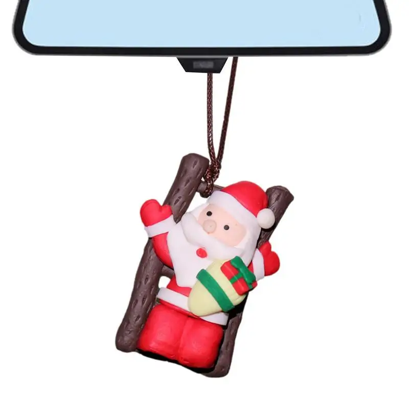 Santa Claus Ornaments Ladder Santa Claus Car Ornament Swing Pendants Holiday Decorations Funny Car Accessories For Christmas