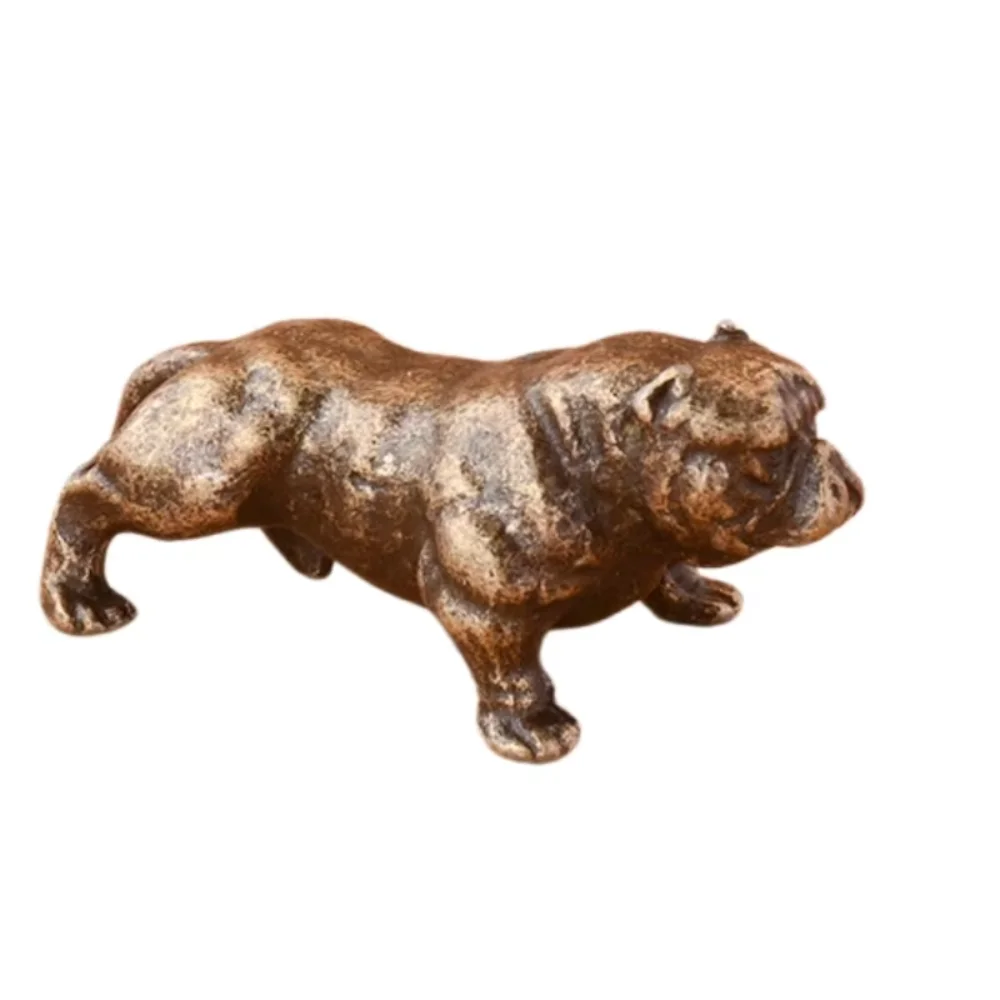 Antique Bronze French Bulldog Miniature Figurines Vintage Brass Mini Statue Desk Ornaments Home Feng Shui Decor Crafts