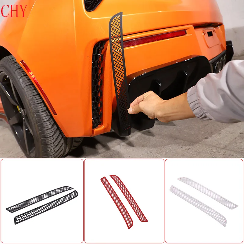Stainless Steel Black For Chevrolet Corvette C7 Z06 2014-2019 Car rear pole air outlet mesh decorative sticker Car accessories