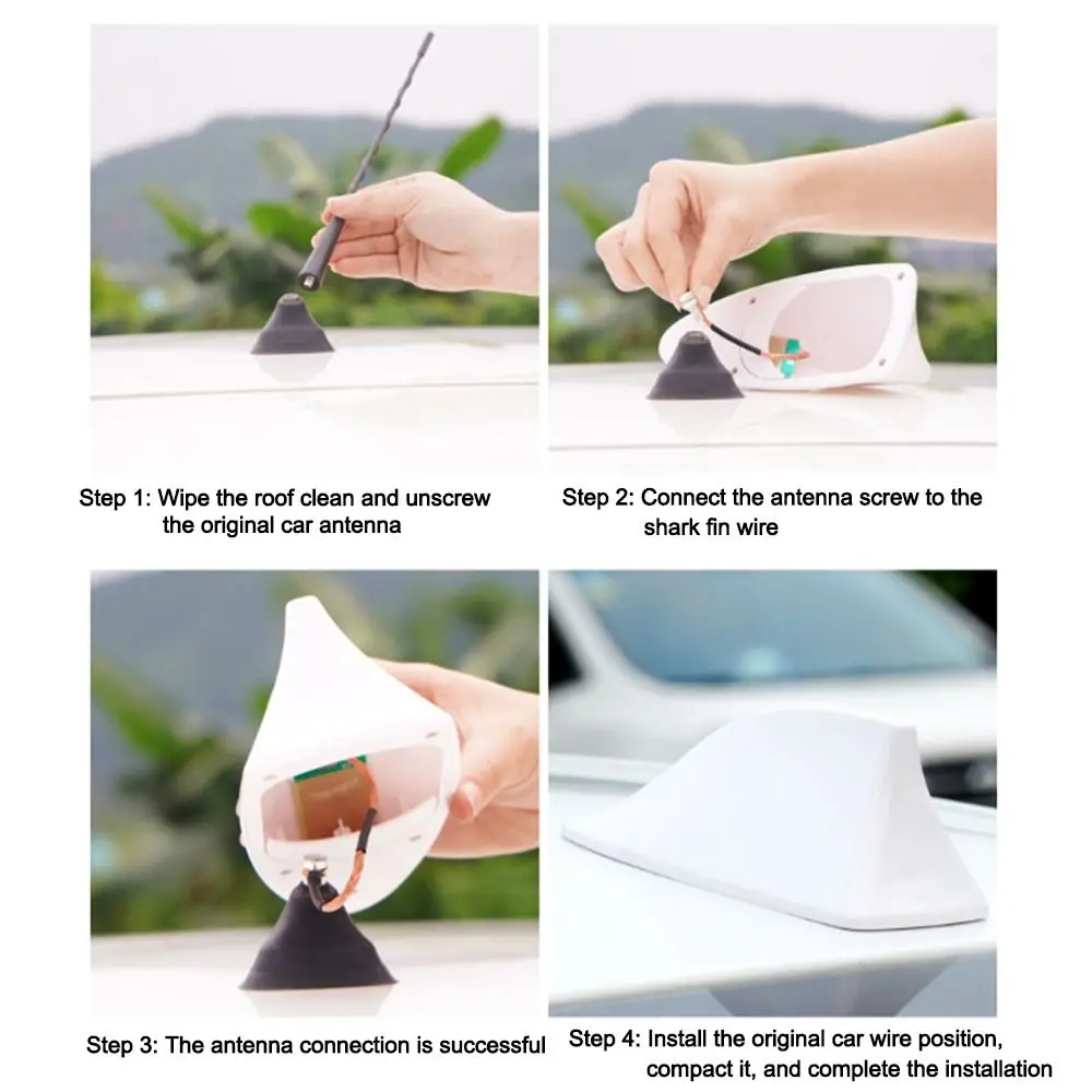 Creative FM/AM Car Shark Fin Antenna Punch-free Waterproof Radio Signal Antenna Auto Roof Shark Fin Aerial Car Accessories