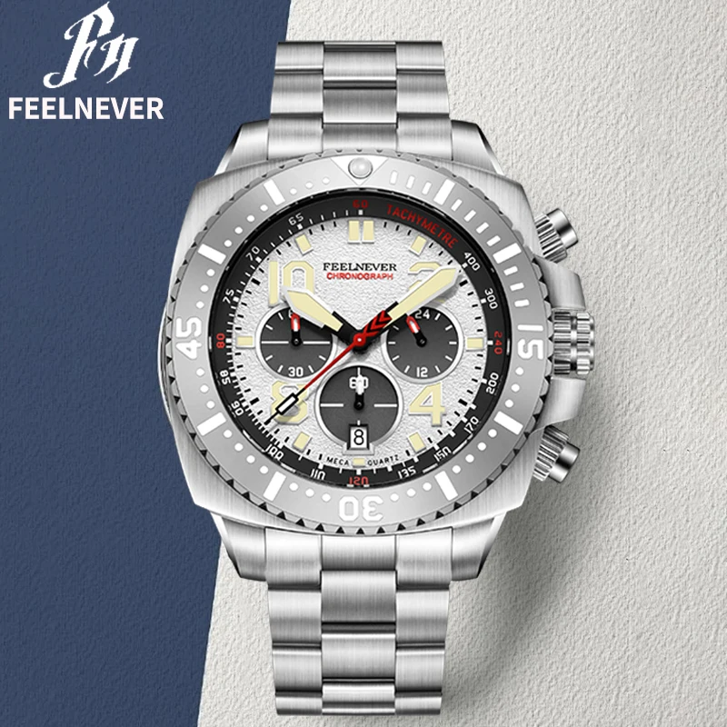 FeelNever Herrenuhr mit einzigartigem Design, Top-Marke, luxuriös, klassisch, Business-Stil, Edelstahlband, automatisches Datum, wasserdicht, Quarz-Herrenuhr