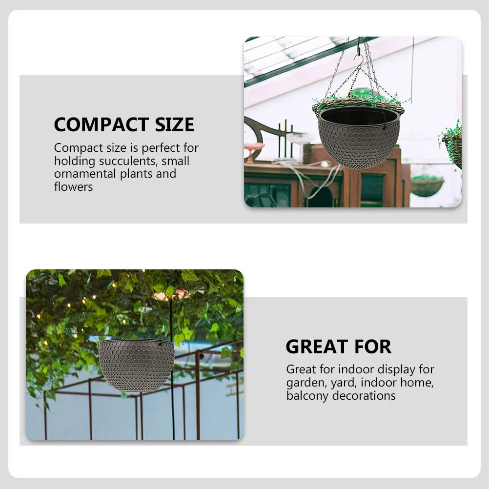 

2 Pcs Honeycomb Hanging Basket Flower Pot Railing Artificial Plants Decor Cone Shaped Hangding Pots Dark Grey Small