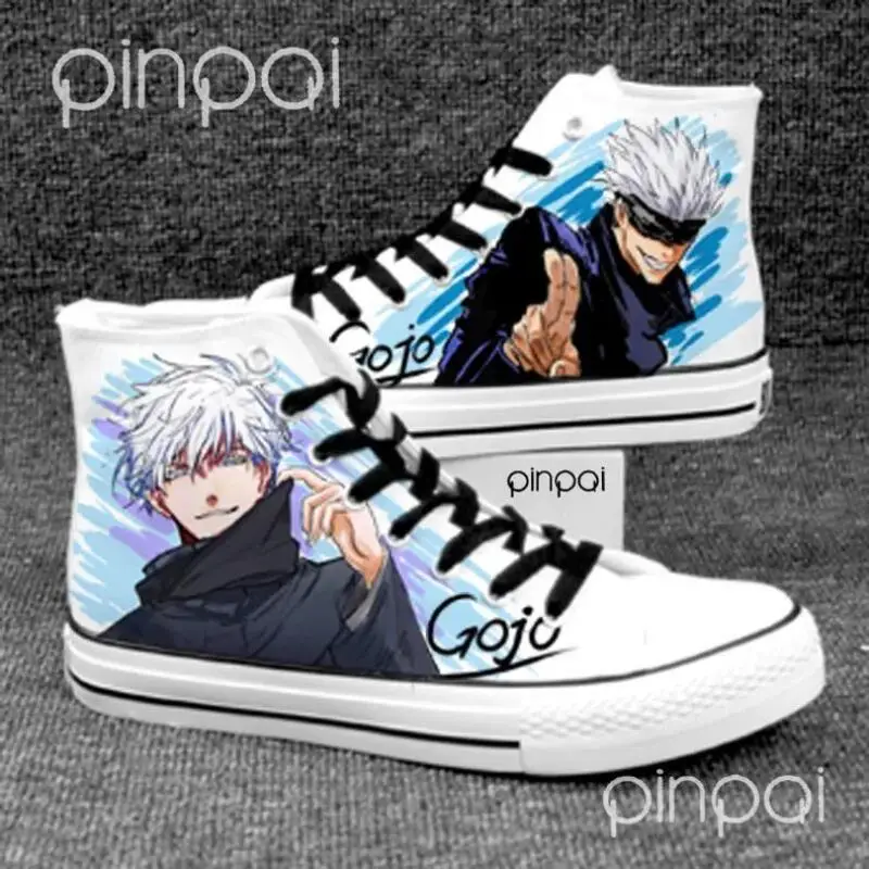 

Кроссовки для косплея по аниме Jujutsu Kaisen, высокие кеды с граффити-принтом, мультяшные кроссовки Годжо Сатору, студенческие кеды, праздничный подарок