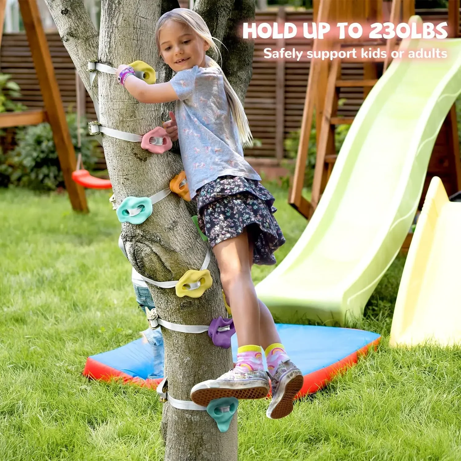 Fun Outdoor Play for Kids: Set of 10 Wooden Wall Climbing Stones for Tree and Rock Climbing Activities  Outdoor Games