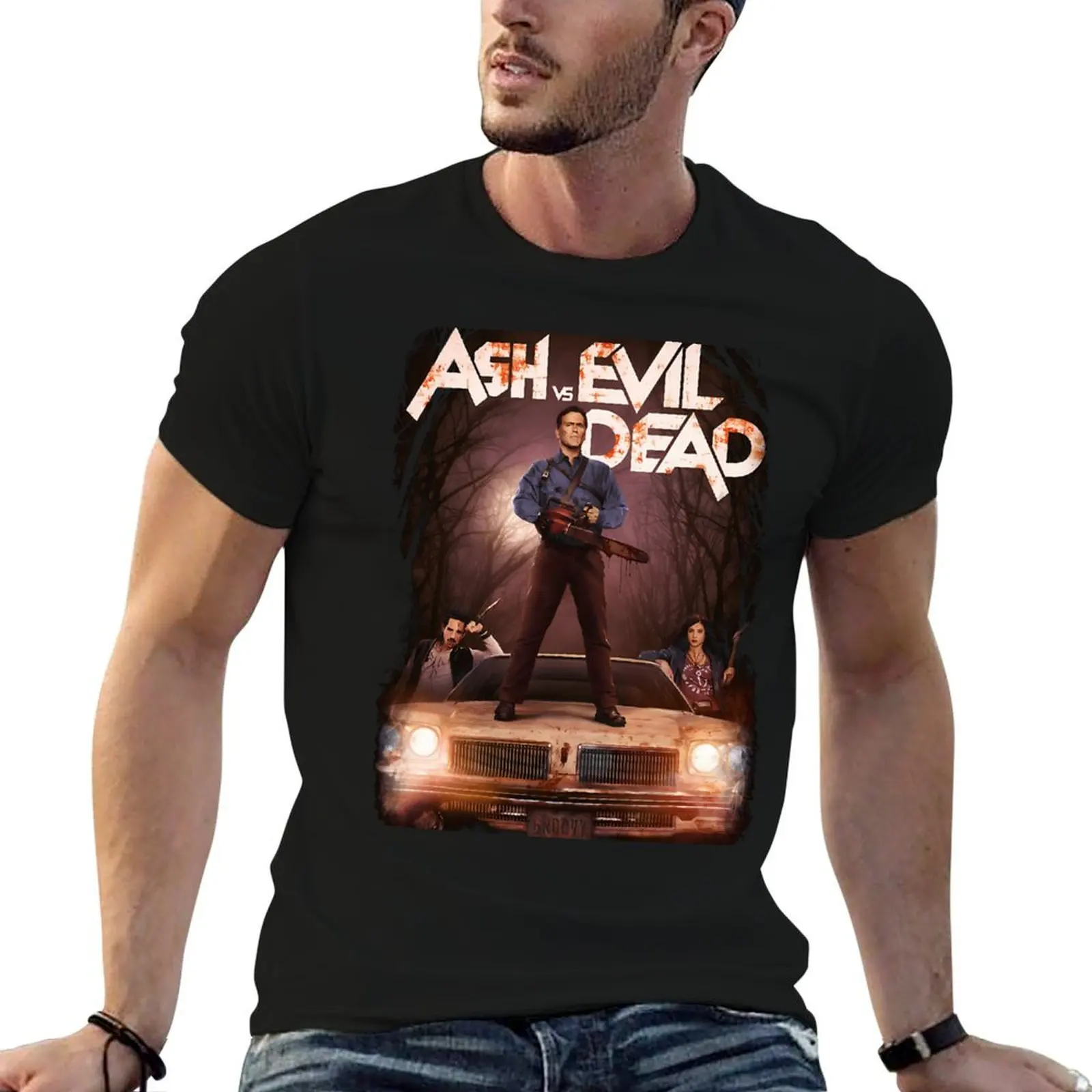 

Футболка Ash Vs Evil Dead, мужская футболка с рисунком, футболки для мужчин, хлопковые забавные футболки для мужчин, облегающая футболка