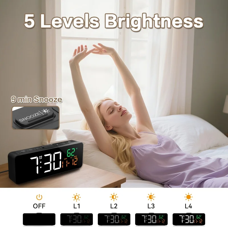 USB Digital Alarm Clock with Temp Display 4