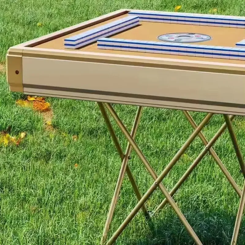 Modern Plastic Portable Weather-Resistant Folding Mahjong Table Sturdy Gold Frame Automatic Mahjong Machine For Home