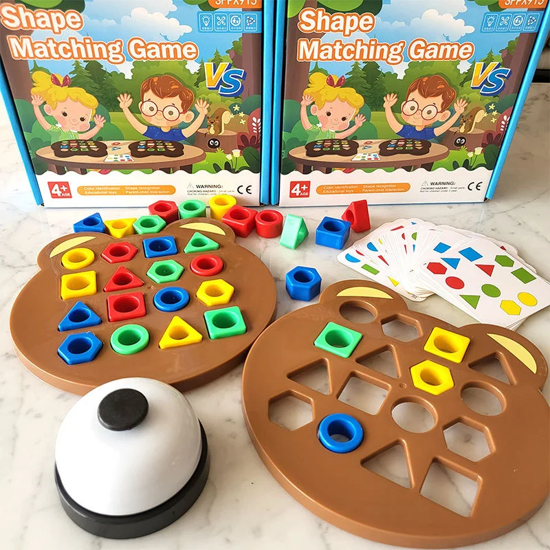 Geometric Shape Matching Puzzle, Montessori Wooden Sorting Toy for Toddlers, Educational Cognitive Training Game for Kids