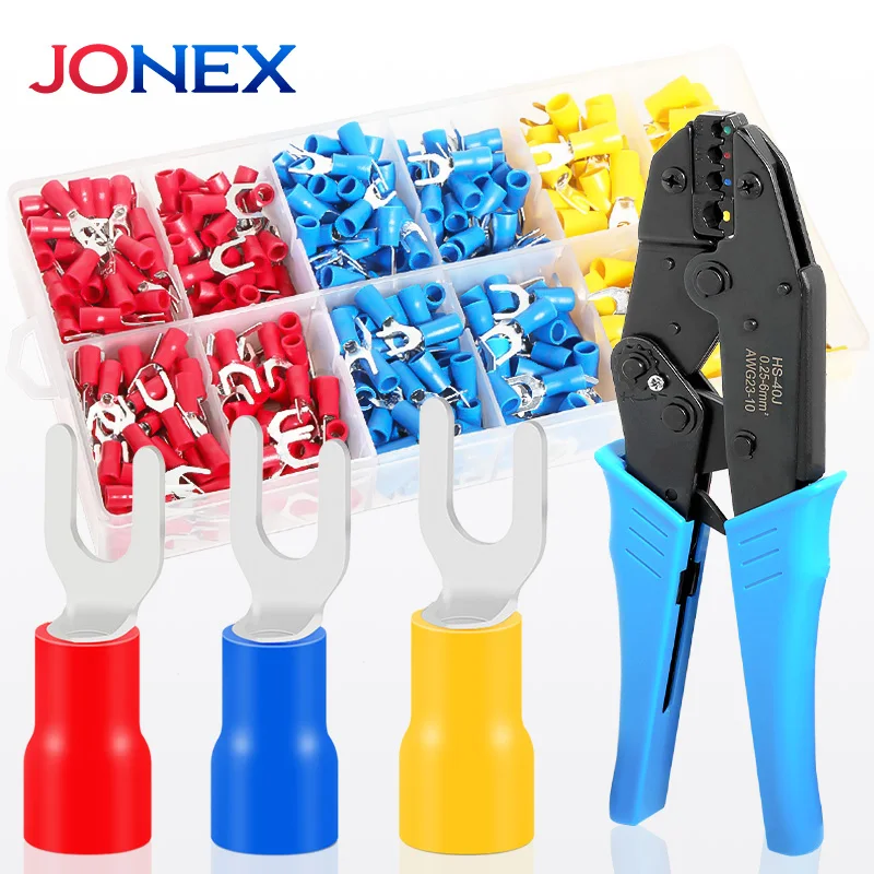 460PCS Fork Crimp Terminals Electrical Wire Connectors M4/M5/M6 U Type Insulated Spade Lugs For Quick Splicing Cables Connection