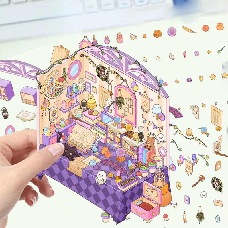 Tarot Desktop Miniatuur Scène 3D Cartoon Handgemaakte Landschapsstickers