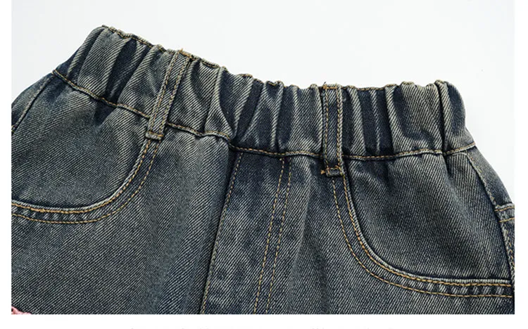 Heißer Verkauf: Modische Jeans mit Schleifenstickerei für Mädchen im Teenageralter, lässige gerade Jeanshose für Teenager, modische Jeanshose für Kinder – Detail 10